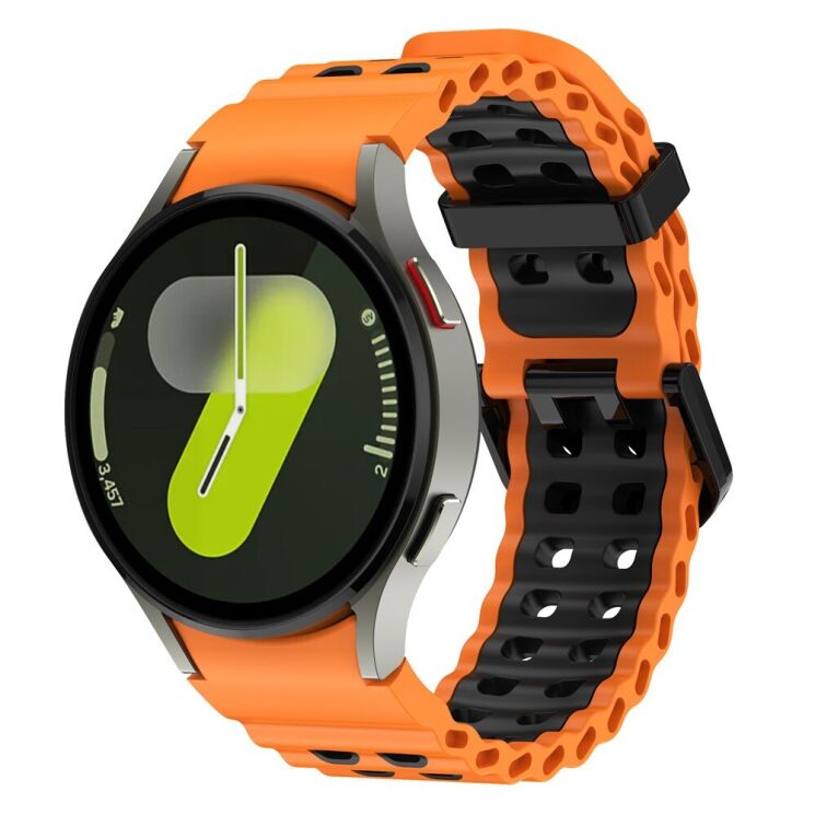 Ремінець KALEBOL Ocean Strap для Samsung Galaxy Watch 4 / 4 Classic / 5 / 5 Pro / 6 / 6 Classic / 7 / FE - Orange / Black: фото 4 з 9