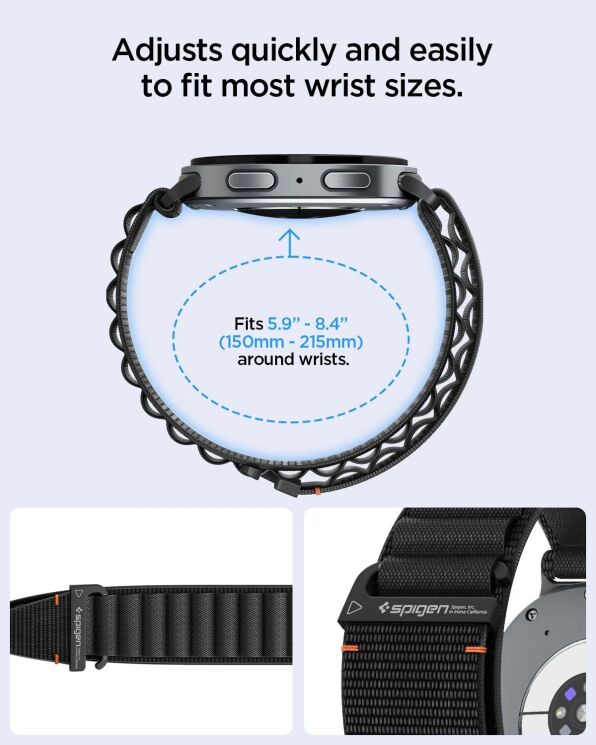 Ремешок Spigen WBF1 Band для Samsung Galaxy Watch 9 (40/44mm) / 8 (40/44mm) / 8 Classic (AMP11607) - Black: фото 11 из 11