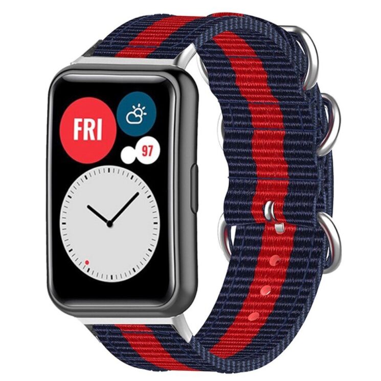Ремешок UniCase Nylon для Huawei Watch Fit 2 - Blue / Red: фото 1 из 8