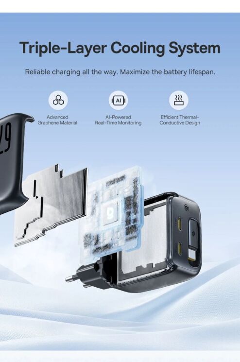 Сетевое зарядное устройство Baseus EnerCore CJ11 3C (67W) + кабель Type-C (E0121E00) - Black (995628B) Сетевое зарядное устройство Baseus EnerCore CJ11 3C (67W) + кабель Type-C (E0121E00) - Black: фото 7 из 16