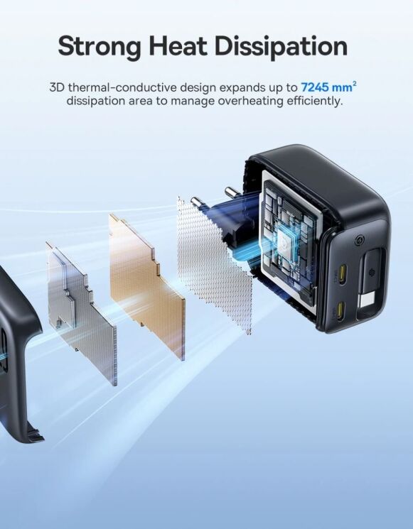 Сетевое зарядное устройство Baseus EnerCore CJ11 3C (67W) + кабель Type-C (E0121E00) - Black (995628B) Сетевое зарядное устройство Baseus EnerCore CJ11 3C (67W) + кабель Type-C (E0121E00) - Black: фото 8 из 16