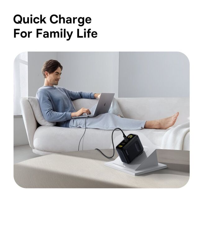 Мережевий зарядний пристрій Baseus PicoGo AE21 2C+U 100W + кабель Type-C to Type-C (E0121B00) - Black: фото 15 з 21