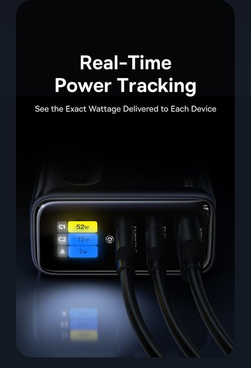 Мережевий зарядний пристрій Baseus PicoGo AE21 2C+U 100W + кабель Type-C to Type-C (E0121B00) - Black: фото 7 з 21