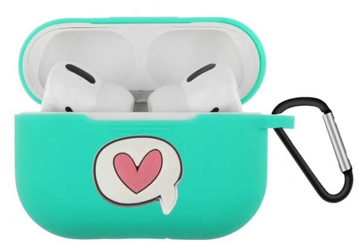 Силиконовый чехол Deexe 3D Cartoon для AirPods Pro - Cyan Heart: фото 1 из 8