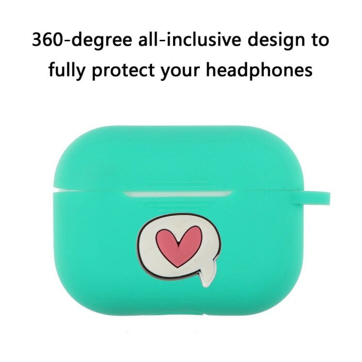 Силиконовый чехол Deexe 3D Cartoon для AirPods Pro - Cyan Heart: фото 4 из 8