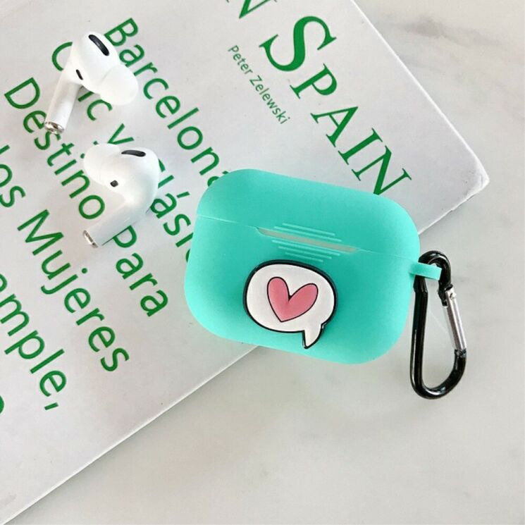 Силиконовый чехол Deexe 3D Cartoon для AirPods Pro - Cyan Heart: фото 6 из 8
