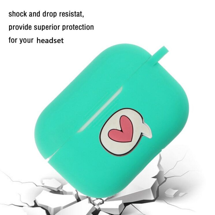 Силиконовый чехол Deexe 3D Cartoon для AirPods Pro - Cyan Heart: фото 5 из 8