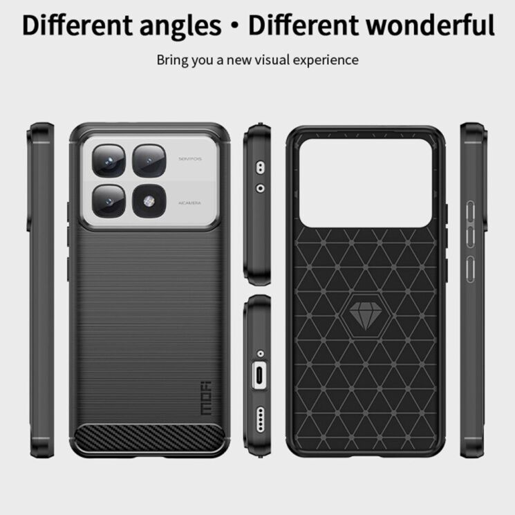Силиконовый (TPU) чехол MOFI Carbon Fiber для Xiaomi 14T / 14T Pro - Black: фото 8 из 9