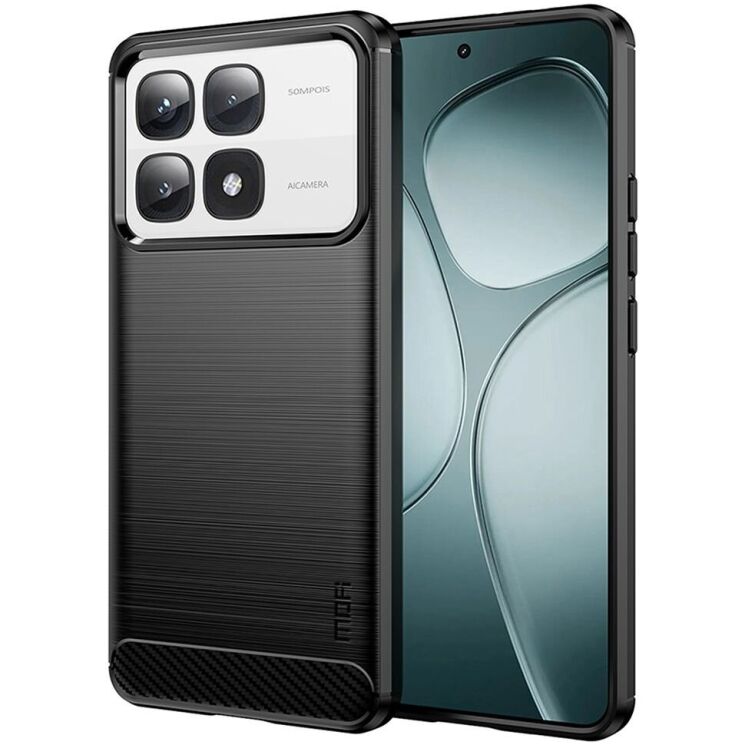 Силиконовый (TPU) чехол MOFI Carbon Fiber для Xiaomi 14T / 14T Pro - Black: фото 1 из 9
