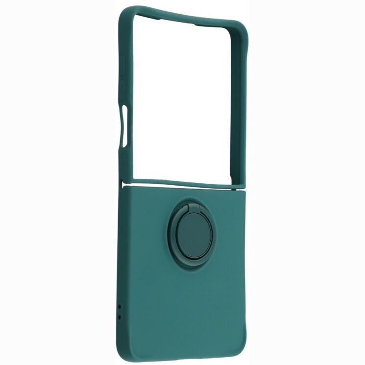 Силиконовый (TPU) чехол с кольцом Deexe Color Shell (FF) для Samsung Galaxy Flip 8 - Blackish Green: фото 2 из 5