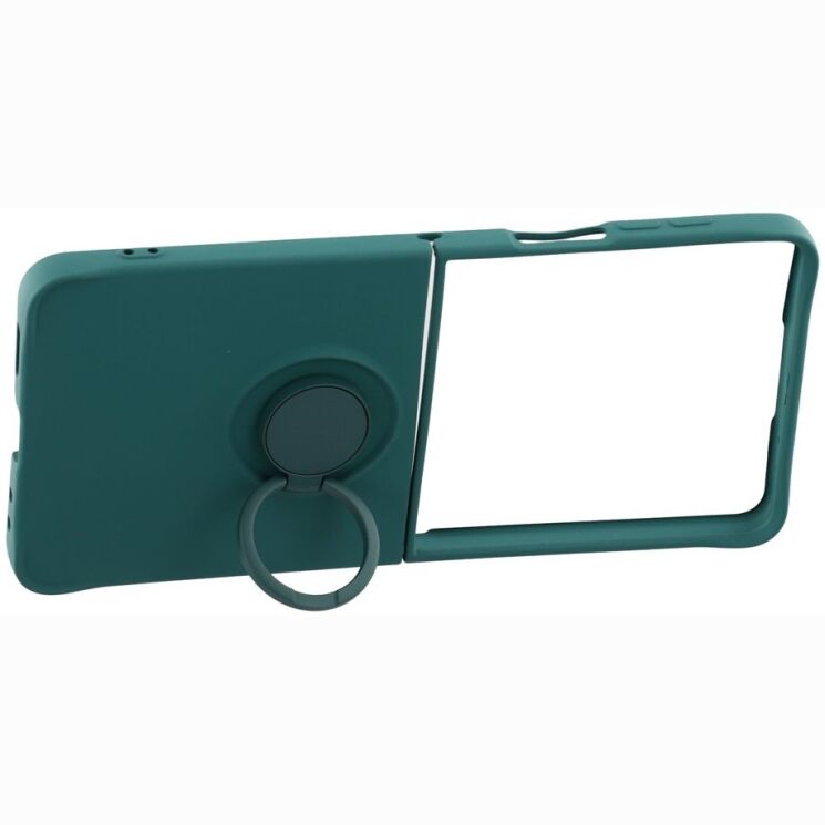 Силиконовый (TPU) чехол с кольцом Deexe Color Shell (FF) для Samsung Galaxy Flip 8 - Blackish Green: фото 3 из 5