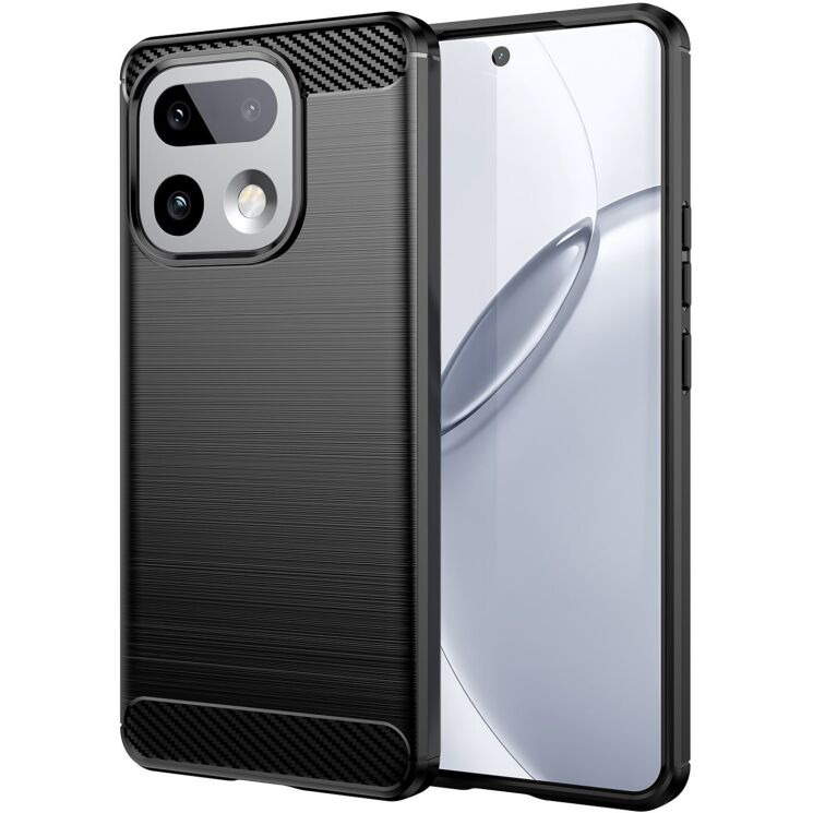 Силиконовый (TPU) чехол UniCase Carbon для Realme 16 Pro Plus - Black: фото 1 из 8