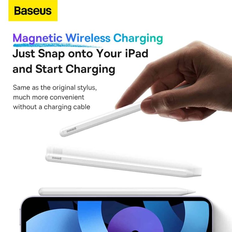 Стилус Baseus Smooth Writing Wireless Charging Stylus (Active Version) SXBC020002 - White: фото 11 з 16