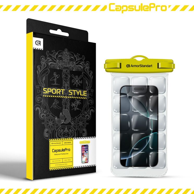 Влагозащитный чехол ArmorStandart CapsulePro Waterproof Floating Case для смартфонов с диагональю до 6.9 дюймов - Yellow: фото 7 из 7