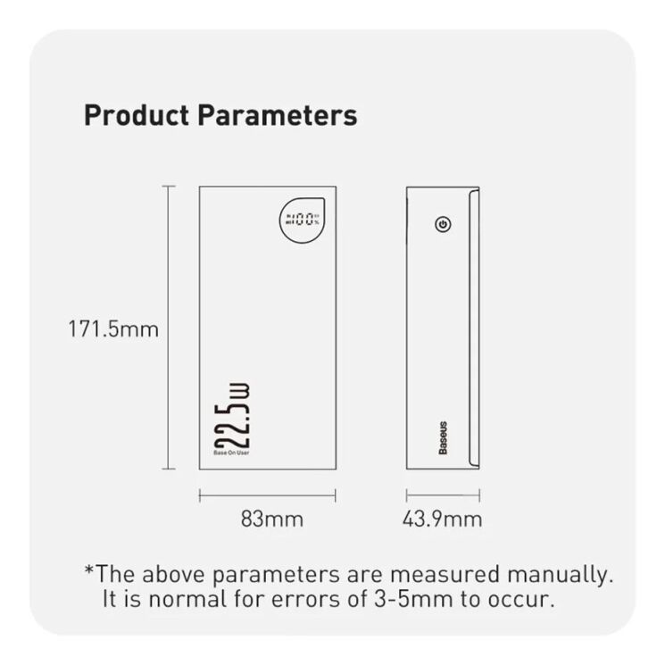 Внешний аккумулятор Baseus Adaman Digital Display 22.5W (40000mAh) PPAD020101 - Black: фото 19 из 20
