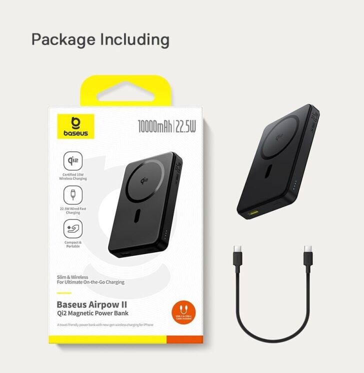 Внешний аккумулятор Baseus Airpow 2 Qi2 22.5W (10000mAh) P10080000123-00 - Black: фото 25 из 27