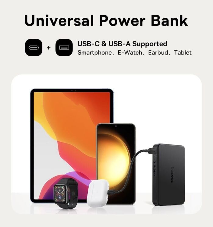 Внешний аккумулятор Baseus Airpow 2 Qi2 22.5W (10000mAh) P10080000123-00 - Black: фото 22 из 27
