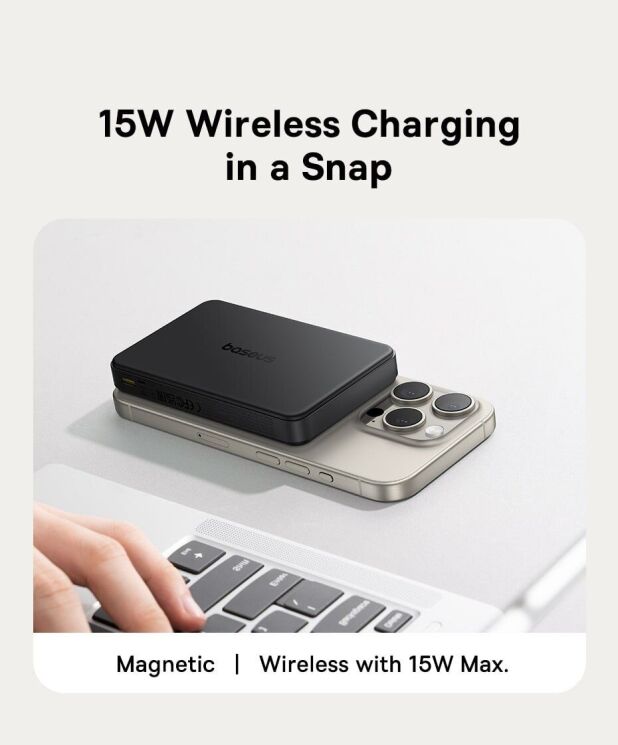 Внешний аккумулятор Baseus Airpow 2 Qi2 22.5W (10000mAh) P10080000123-00 - Black: фото 13 из 27