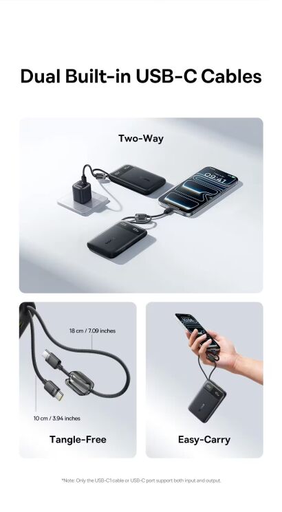 Внешний аккумулятор Baseus EnerFill FC11 45W + кабель Type-C (10000mAh) E00310 - Black: фото 9 из 19