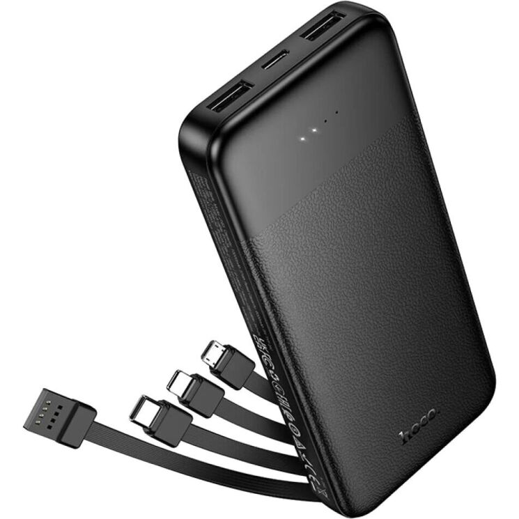 Внешний аккумулятор Hoco J163 10W (10000mAh) + кабель MicroUSB + Type-C + Lightning + USB - Black: фото 1 из 6