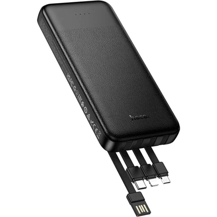 Внешний аккумулятор Hoco J163 10W (10000mAh) + кабель MicroUSB + Type-C + Lightning + USB - Black: фото 2 из 6