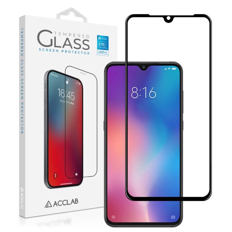 Защитное стекло ACCLAB Full Glue для Xiaomi Mi 9 - Black: фото 1 из 6