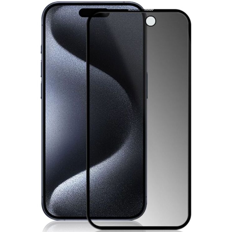 Захисне скло MOCOLO Anti-Spy для Apple iPhone 15 Pro - Black: фото 1 з 6