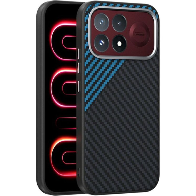 Захисний чохол ABEEL Carbon Fiber Case (FP) для Xiaomi Poco F9 Pro - Black / Blue: фото 1 з 8