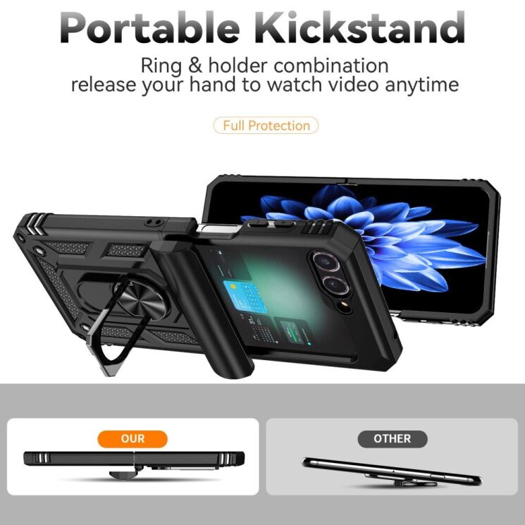 Защитный чехол Deexe Armor Case (FF) для Samsung Galaxy Flip 6 - Black: фото 3 из 9