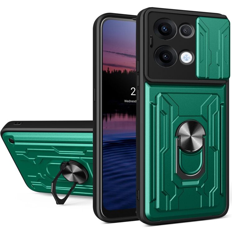 Захисний чохол Deexe Armor Slider для OPPO Reno 13 5G - Blackish Green: фото 1 з 9