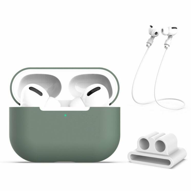 Защитный чехол Deexe Double Protect для Apple AirPods Pro - Green: фото 1 из 10