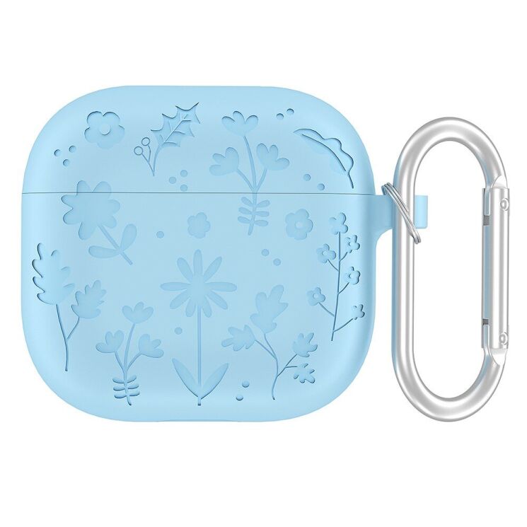 Защитный чехол Deexe Flower Pattern для Apple AirPods 4 - Baby Blue: фото 1 из 8