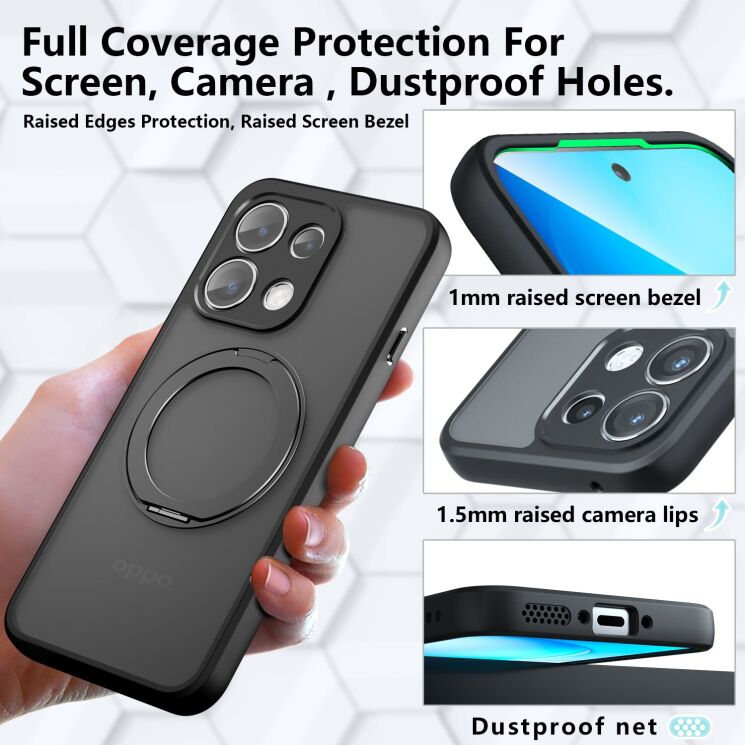 Защитный чехол Deexe Matte Skin Kickstand with MagSafe для OPPO Reno 16 F/FS - Transparent Black: фото 12 из 16