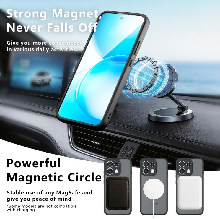 Защитный чехол Deexe Matte Skin Kickstand with MagSafe для OPPO Reno 16 F/FS - Transparent Black: фото 11 из 16