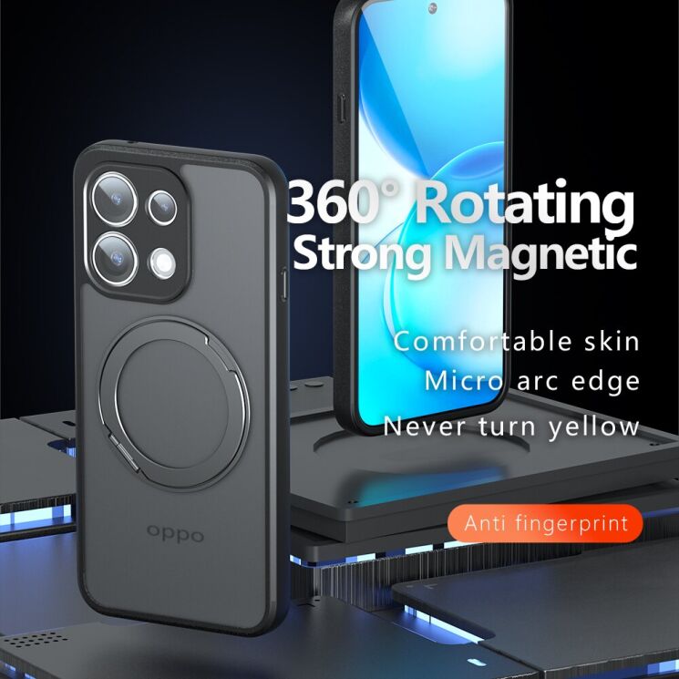 Защитный чехол Deexe Matte Skin Kickstand with MagSafe для OPPO Reno 16 F/FS - Transparent Black: фото 3 из 16