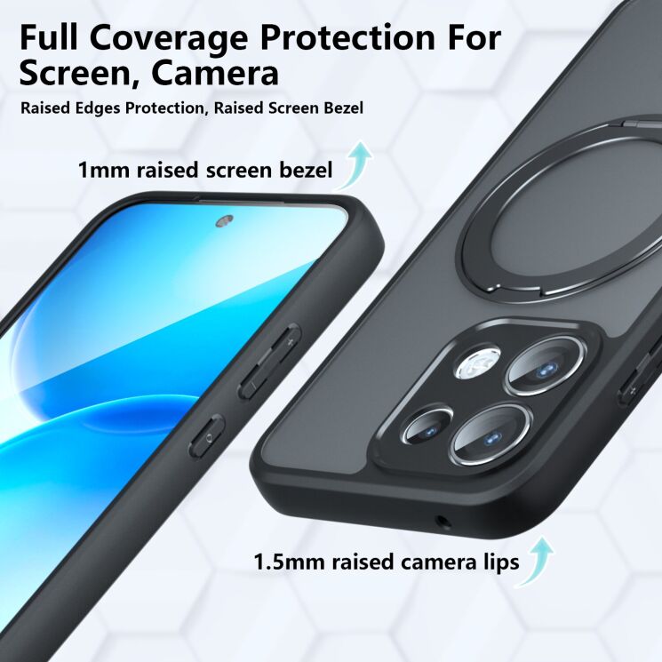Защитный чехол Deexe Matte Skin Kickstand with MagSafe для OPPO Reno 16 F/FS - Transparent Black: фото 13 из 16