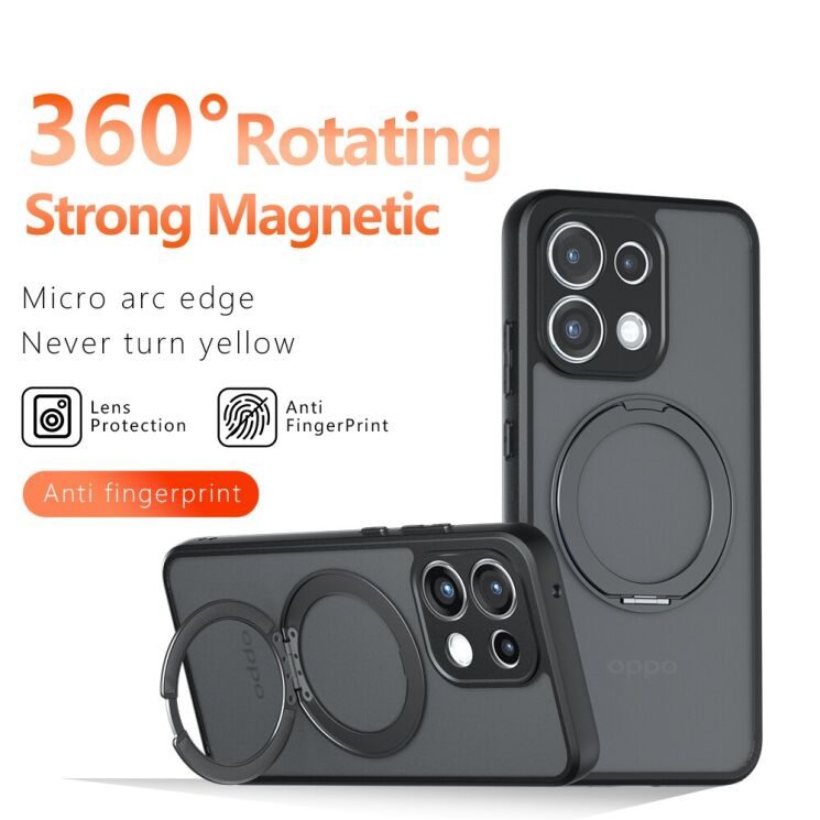 Защитный чехол Deexe Matte Skin Kickstand with MagSafe для OPPO Reno 16 F/FS - Transparent Black: фото 5 из 16