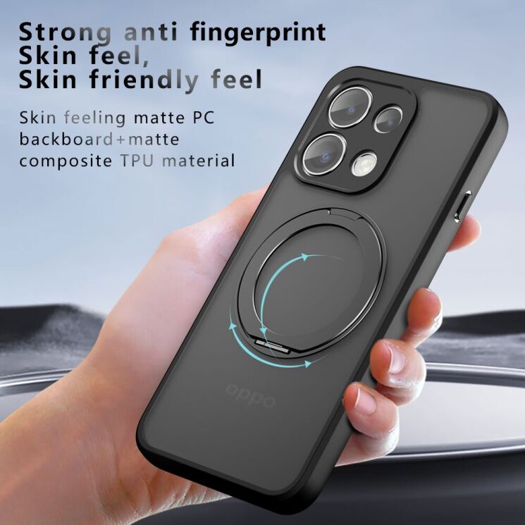 Защитный чехол Deexe Matte Skin Kickstand with MagSafe для OPPO Reno 16 F/FS - Transparent Black: фото 16 из 16