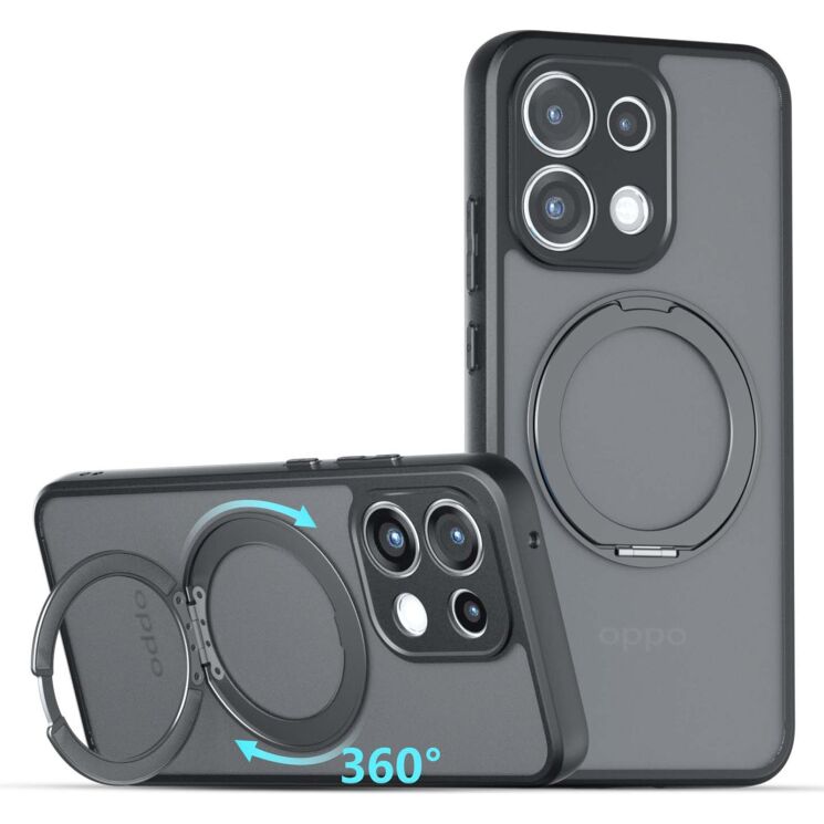 Защитный чехол Deexe Matte Skin Kickstand with MagSafe для OPPO Reno 16 F/FS - Transparent Black: фото 2 из 16