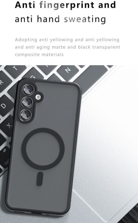Защитный чехол Deexe Matte Skin with MagSafe для Samsung Galaxy A16 (A165) - Transparent / Black: фото 13 из 14