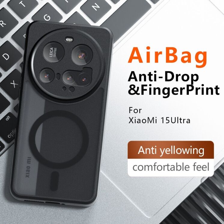 Защитный чехол Deexe Matte Skin with MagSafe для Xiaomi 15 Ultra - Black: фото 2 из 11