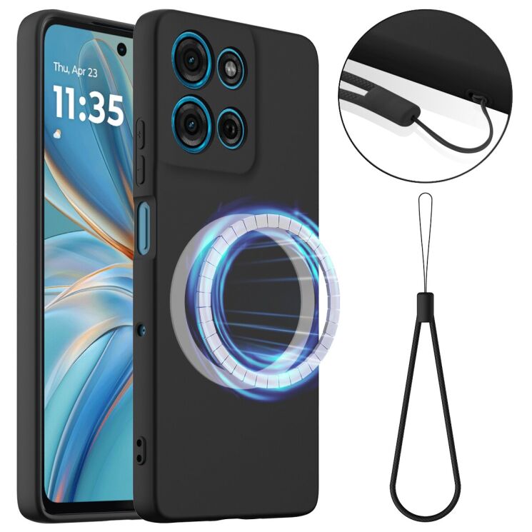 Захисний чохол Deexe Silicone Case with MagSafe для Motorola Moto G56 - Black: фото 1 з 8