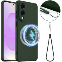 Защитный чехол Deexe Silicone Case with MagSafe для Samsung Galaxy S25 Edge (S937) - Dark Green: фото 1 из 9