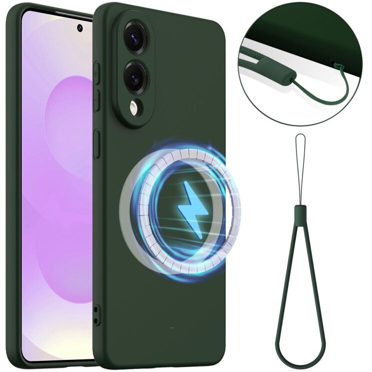 Защитный чехол Deexe Silicone Case with MagSafe для Samsung Galaxy S25 Edge (S937) - Dark Green: фото 1 из 9