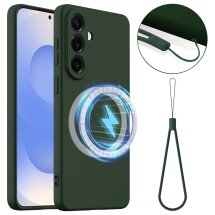 Защитный чехол Deexe Silicone Case with MagSafe для Samsung Galaxy S26 Plus - Dark Green: фото 1 из 9