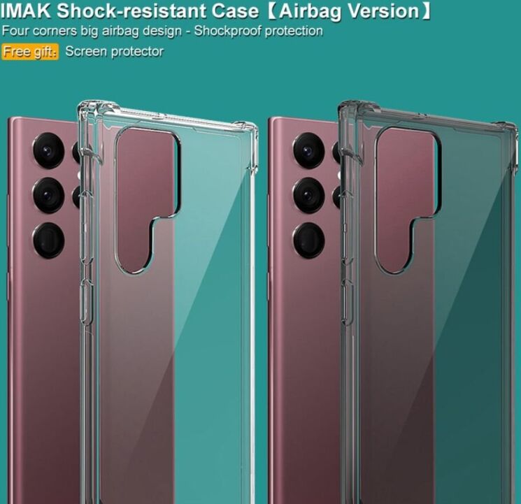 Защитный чехол IMAK Airbag MAX Case для Samsung Galaxy S22 Ultra (S908) - Transparent Black: фото 6 из 11