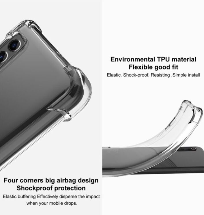 Защитный чехол IMAK Airbag MAX Case для Samsung Galaxy S22 Ultra (S908) - Transparent Black: фото 8 из 11