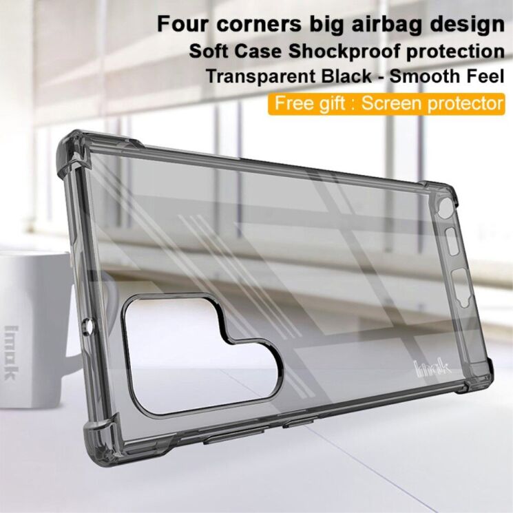 Защитный чехол IMAK Airbag MAX Case для Samsung Galaxy S22 Ultra (S908) - Transparent Black: фото 3 из 11