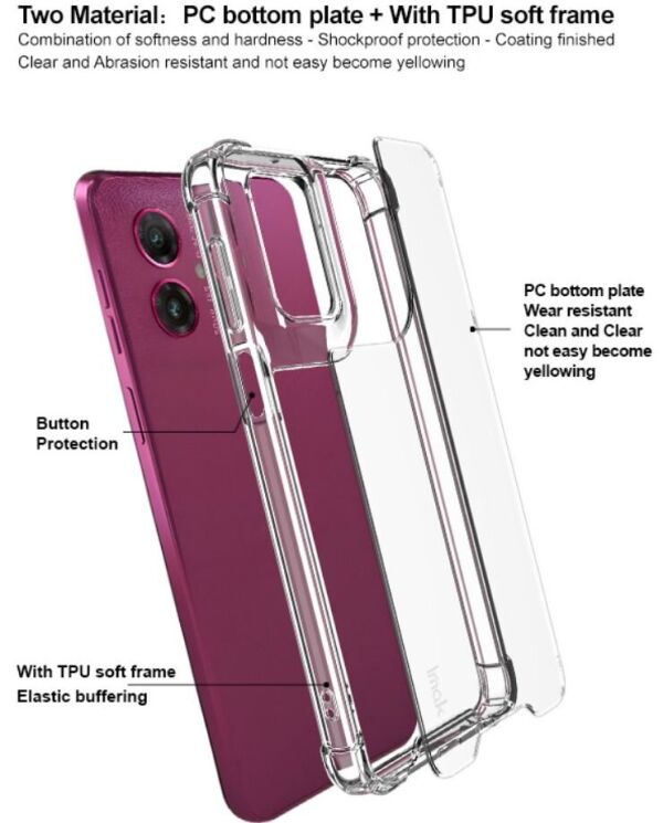 Захисний чохол IMAK Space Shield для Motorola Moto G35 - Transparent: фото 5 з 7