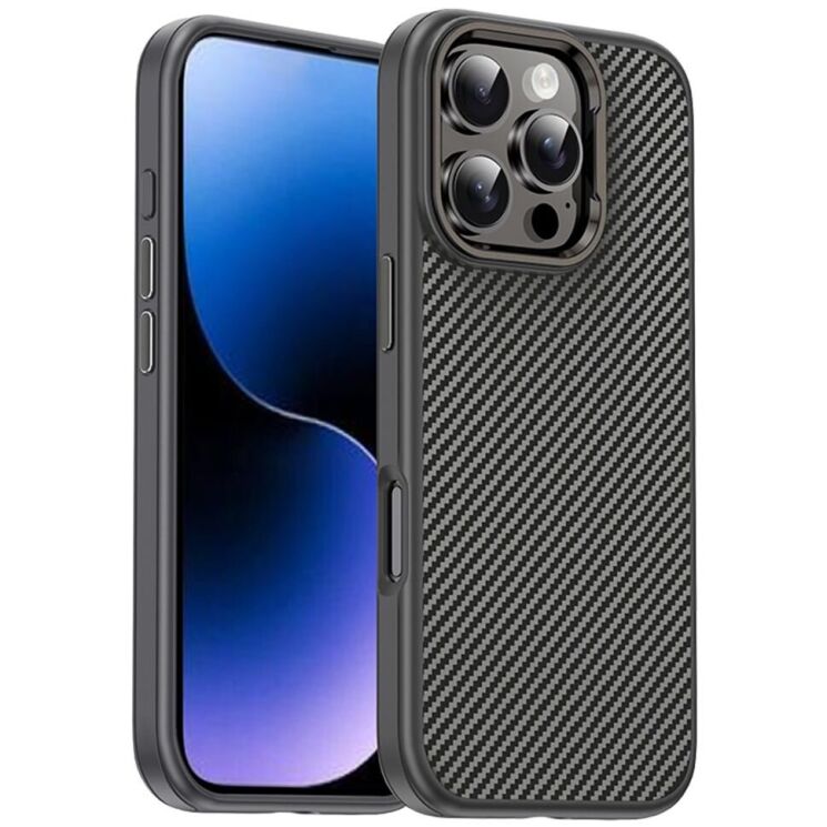 Защитный чехол IPAKY Carbon Fiber для Apple iPhone 16 Pro Max - Grey: фото 1 из 10